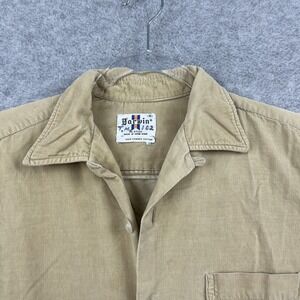 Vintage Darwin Corduroy Button Shirt Loop Collar Board Brown 60s Combed Cotton M